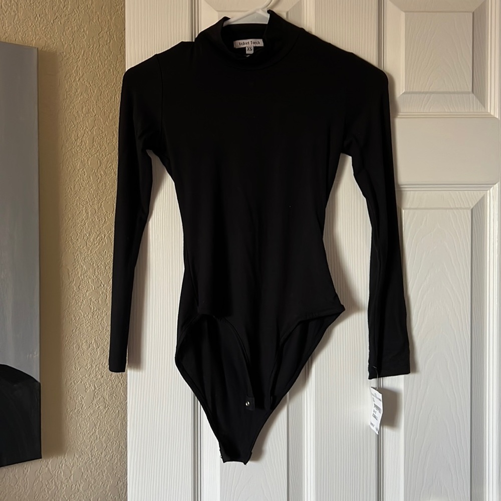 NWT Black Velvet Torch Turtleneck Bodysuit